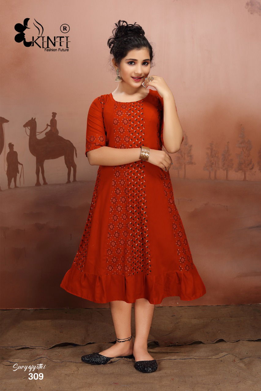 Kinti Suryajyothi New Exclusive Wear Rayon Printed Kids Kurti Collection